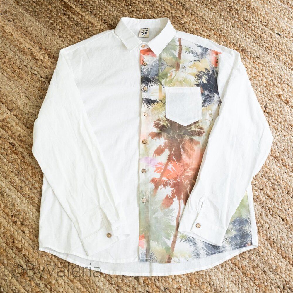 2 Hardaddy 100% Cotton Button Up M Long Sleeve Shirts Palm Tree Tropical Resort - Picture 3 of 16